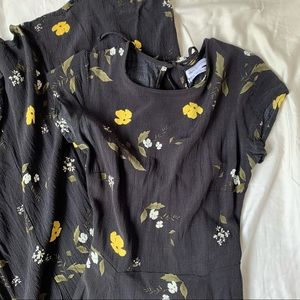 floral dress with leg slit and back cutouts